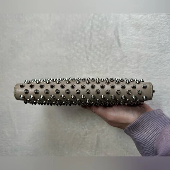 Christian Louboutin Beige Panettone Wallet with Silver Spikes - Picture 4 of 14